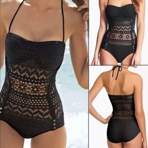 Women’s one - piece crochet swimwear
